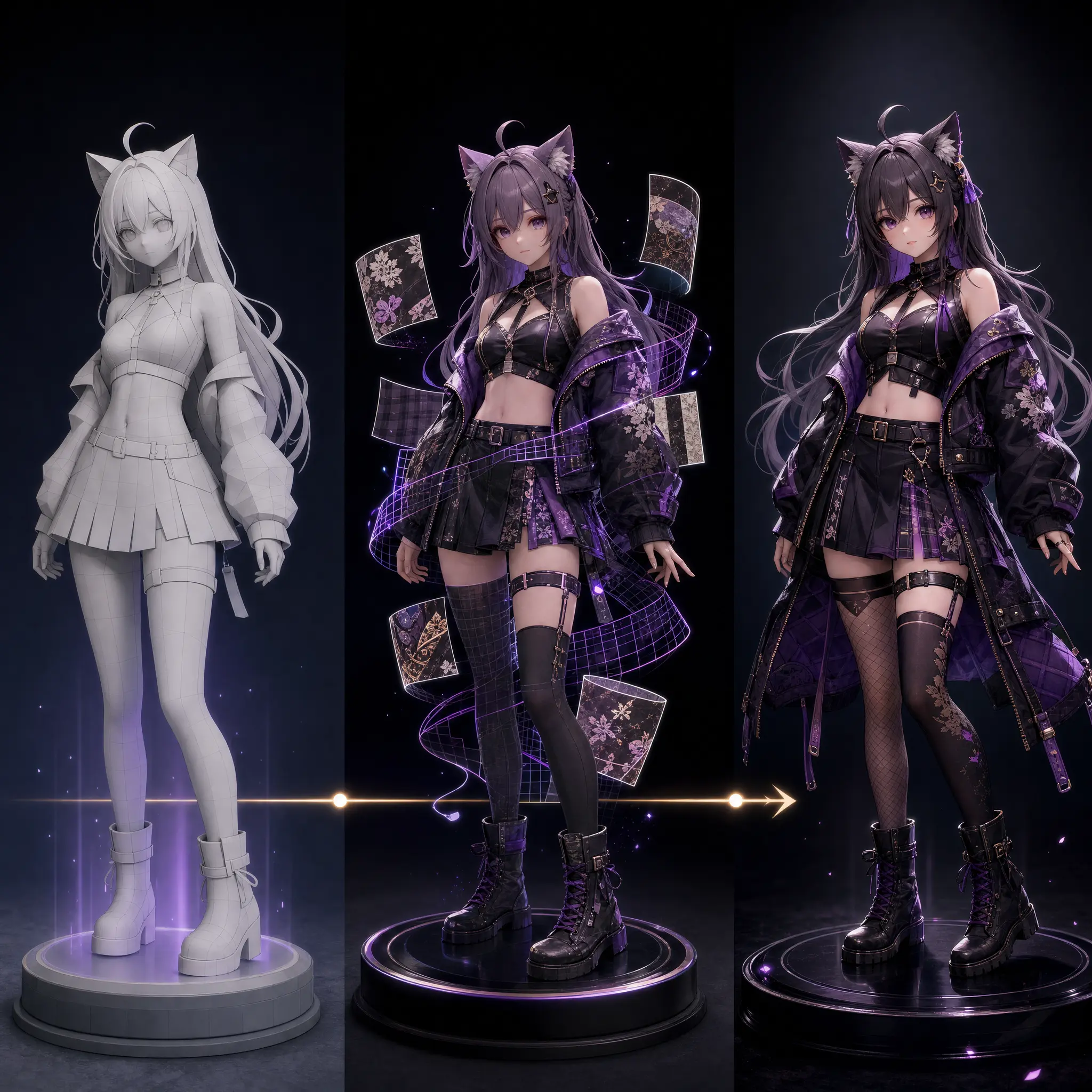 Custom VRChat avatar workflow with personalized model generation, texture refinement, and rig preview